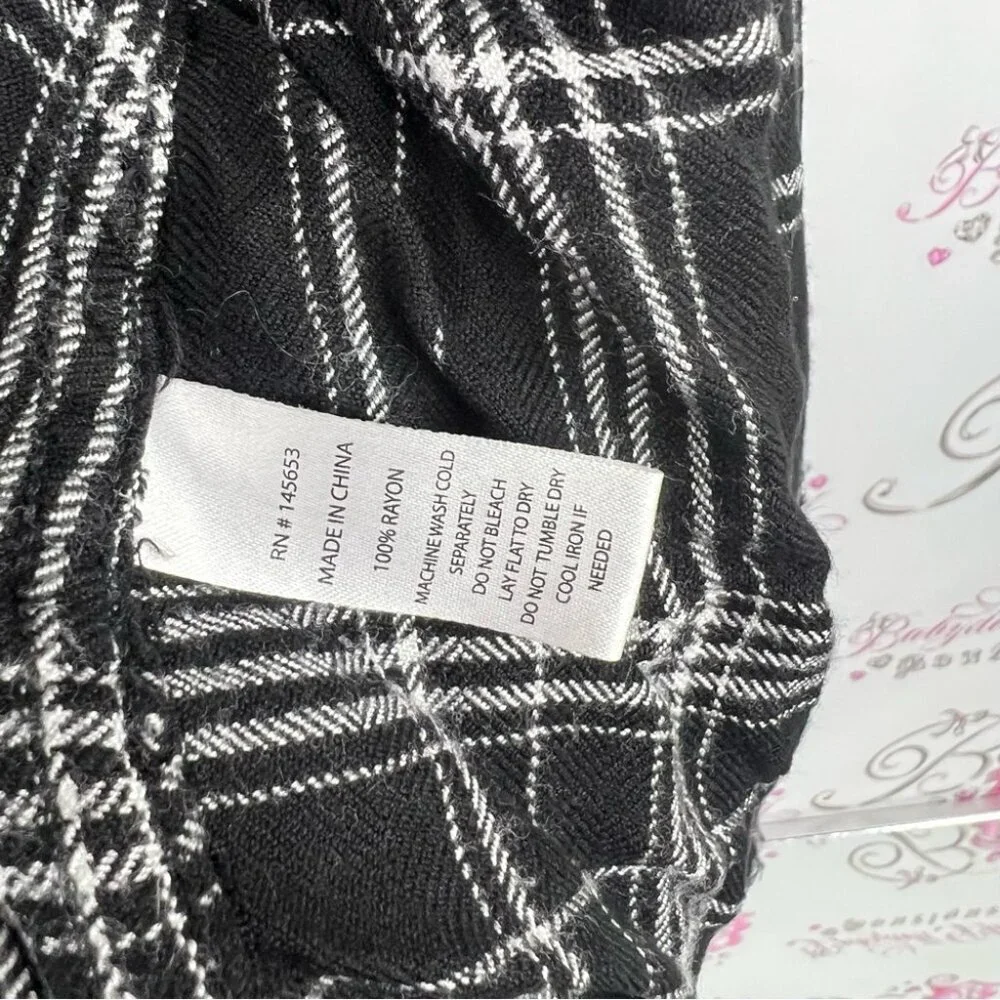 Dylan George button up plaid Stylish Black and White Plaid Button Down Shirt